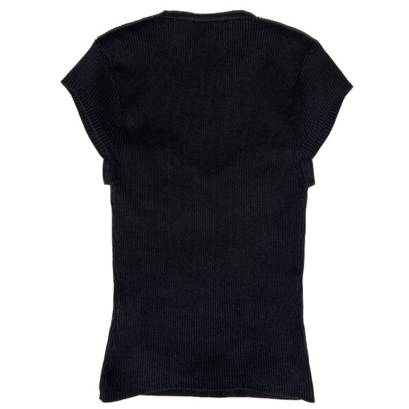 REFORMATION NADINE RIBBED KNIT FITTED SWEATER TOP SWEETHEART NECKLINE BLACK SMAL - Picture 3 of 8